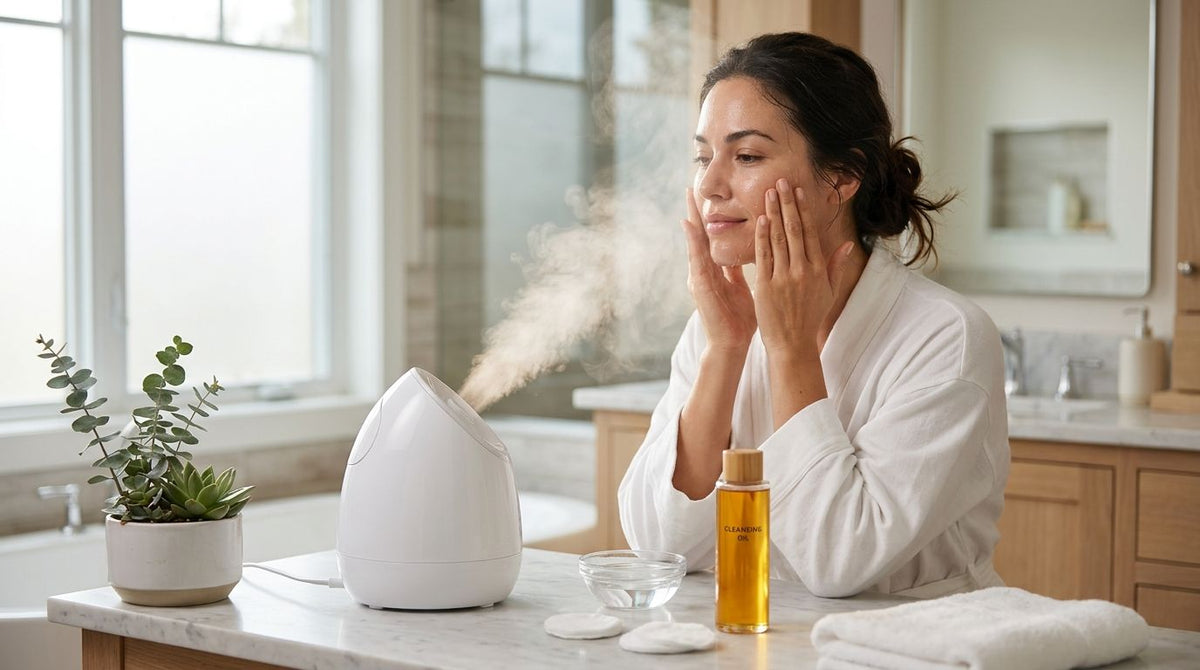 How to connect a facial steamer to your cleansing oil routine