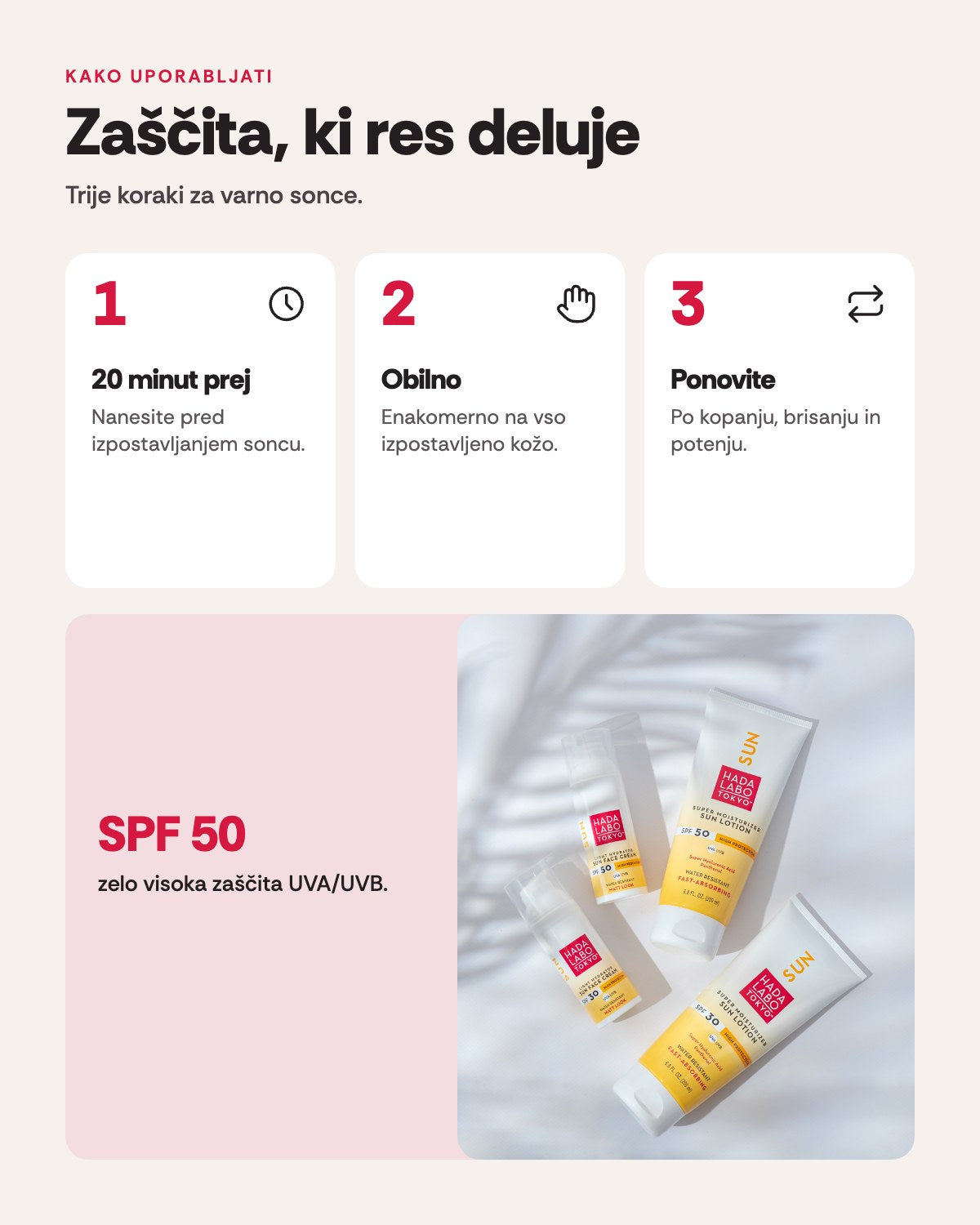 Body Sun Lotion SPF 50 – uporaba
