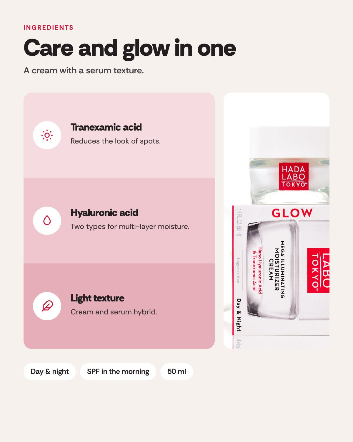Hada Labo Tokyo Glow Mega Illuminating Moisturizer Cream 50ml