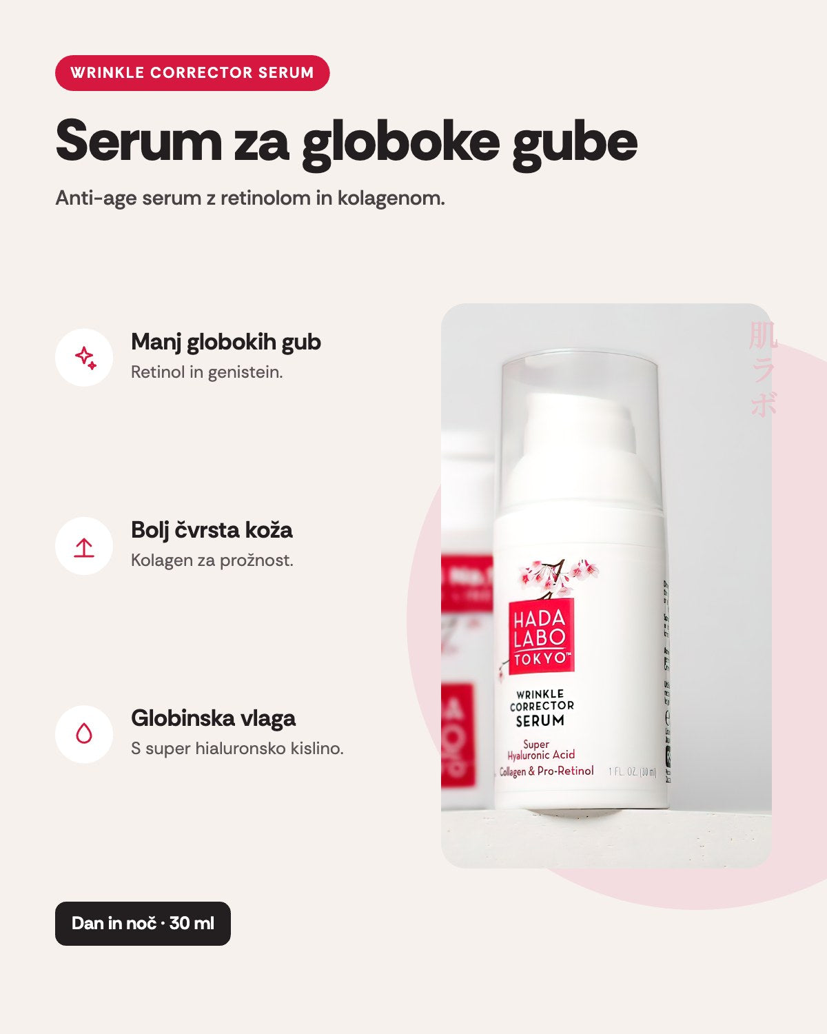 Hada Labo Tokyo Wrinkle Corrector Serum – prednosti