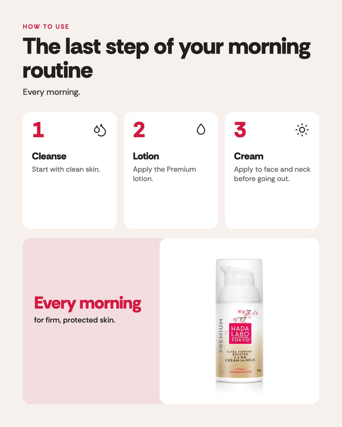 Hada Labo Tokyo Premium Ultra Firming Day Cream-in-Milk – how to use