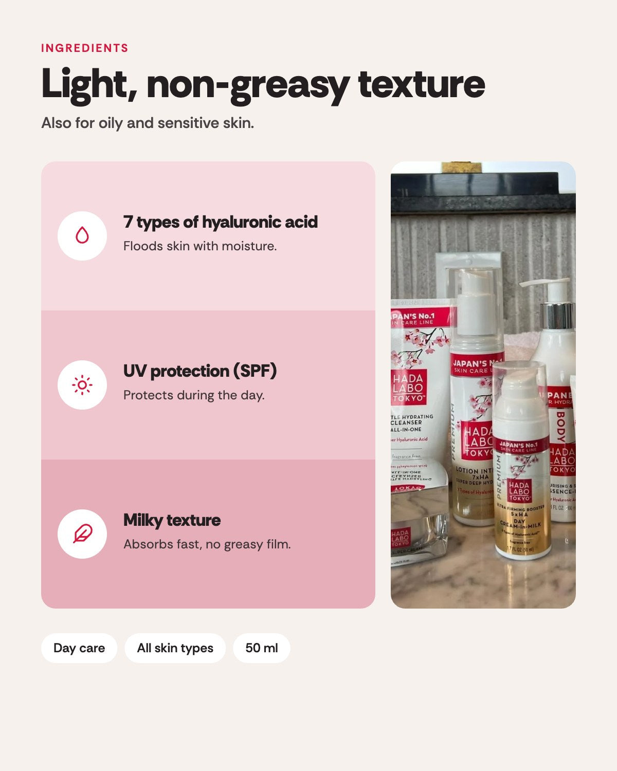 Hada Labo Tokyo Premium Ultra Firming Day Cream-in-Milk – ingredients