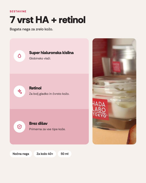 Hada Labo Tokyo Premium nočna krema za obraz Extreme Skin Regenerator 7xHA, 50 ml